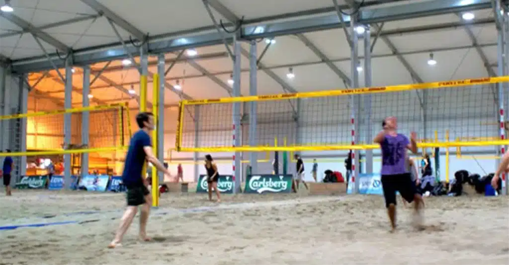 Indoor beach volleyball tent